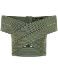 Balmain - Off-The-Shoulder Zip-Fastening Top - Lyst