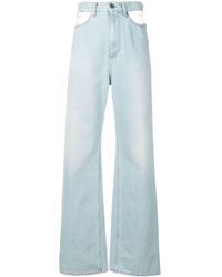 Maison Margiela Cut-out Wide Leg Jeans - Blue