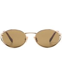 Miu Miu - Logo Round-Frame Sunglasses - Lyst