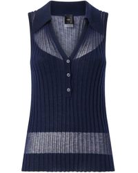 Pinko - Buttoned Ribbed Polo Top - Lyst