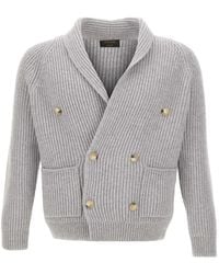 Gran Sasso - Double-Breasted Ribbed-Knit Cardigan - Lyst
