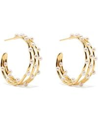 Dower & Hall - Pearl Triple-Row Hoop Earrings - Lyst