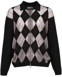 CEDARWOOD - Cities Argyle Zip-Up Cardigan - Lyst