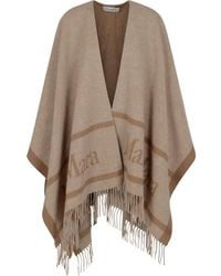 Max Mara - Logo-Jacquard Fringe-Detail Cape - Lyst