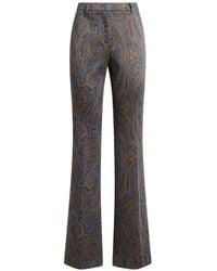Etro - Fit-And-Flare Cotton-Blend Jacquard Trousers With Paisley Motif - Lyst