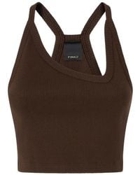 Pinko - Cropped Vest Top With Asymmetric Neckline - Lyst