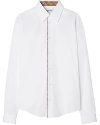 Burberry - Classic-Fit Check-Piping Cotton Poplin Shirt - Lyst