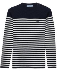 Prada - Gerippter Pullover Mit Streifen - Lyst