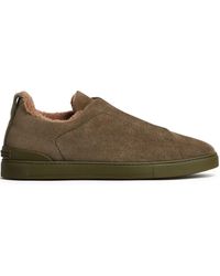 Zegna - Triple Stitch leather sneakers - Lyst