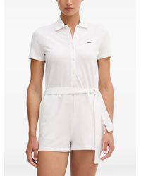 Lacoste - Logo-Patch Belted Playsuit - Lyst