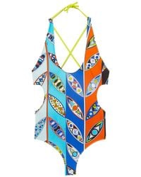 Emilio Pucci - Graphic-print Cut-out Swimsuit - Lyst