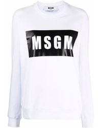 MSGM - Logo-Print Crew Neck Sweatshirt - Lyst