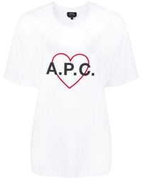 A.P.C. - Heart Logo Cotton T-shirt - Lyst