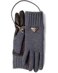 Prada - Wool And Nappa Leather Gloves - Lyst