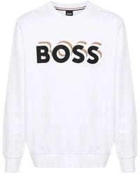 BOSS - Logo-Print Cotton Sweatshirt - Lyst