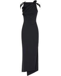 Coperni - Asymmetrical Midi Dress With Rosette Detail - Lyst