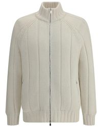 Brunello Cucinelli - Ribbed Zip-Front Cashmere Cardigan - Lyst
