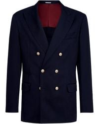 Brunello Cucinelli - Twill Blazer Met Metalen Knopen - Lyst