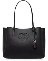 Guess - Isola Logo-Plaque Pebble-Textured Tote Bag - Lyst