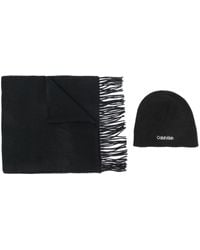 Calvin Klein - Ensemble écharpe-bonnet à logo brodé - Lyst
