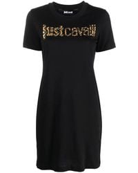 Just Cavalli - Animal-Print Logo T-Shirt Dress - Lyst