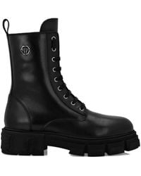 Philipp Plein - Hexagon-Logo Leather Boots - Lyst