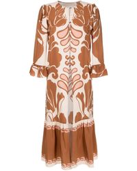 Adriana Degreas - Graphic-print Silk Dress - Lyst