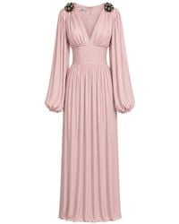 Baruni - Layan Floral-Embellished Ruched Maxi Dress - Lyst