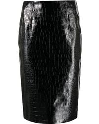 Versace - Croco Effect Falda de lápiz de cuero - Lyst