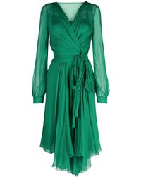 Alberta Ferretti - Asymmetric Silk Wrap Dress - Lyst