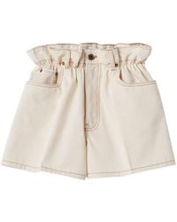 Miu Miu - Paperbag-waist Denim Shorts - Lyst