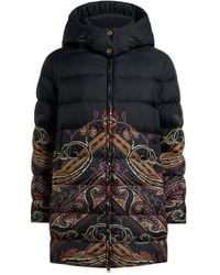 Etro - Down Jacket With Placed Paisley And Geometric Print - Lyst