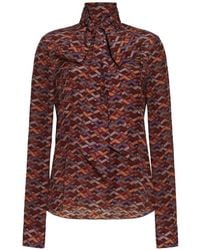 Adam Lippes - Bow-Detail Geometric-Pattern Blouse - Lyst