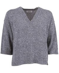 Kangra - Sequin-Embellished V-Neck Sweater - Lyst