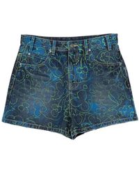 JNBY - Floral-Print Denim Shorts - Lyst