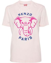 KENZO - Elephant-print Cotton T-shirt - Lyst