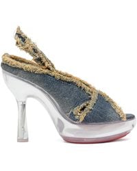 DIESEL - Peep Toe Denim Slingback Shoes - Lyst