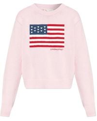 LoveShackFancy - Blushing Gebreide Trui Met Vlag - Lyst