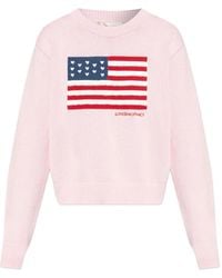 LoveShackFancy - Blushing Flag-Knit Sweater - Lyst