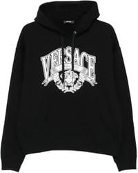 Versace - Graphic Print Hoodie With Drawstring And Kangaroo Pocket - Lyst