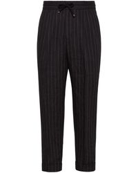 Brunello Cucinelli - Striped Linen Trousers - Lyst