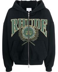 Rhude - Logo-print Cotton Zip-up Hoodie - Lyst