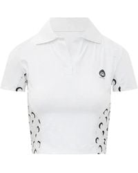 Marine Serre - Short Sleeves Polo Top With Moon Inserts - Lyst