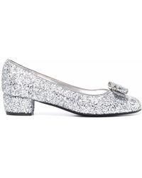 Ferragamo - Vara Glittered Pumps - Lyst