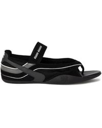 Miu Miu - Sandali Con Logo - Lyst
