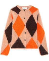 MSGM - Argyle-Pattern Button-Up Cardigan - Lyst