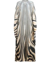 Roberto Cavalli - Zebra-Print V-Neck Maxi Dress - Lyst