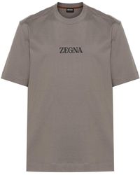 Zegna - T-shirt en coton à logo imprimé - Lyst