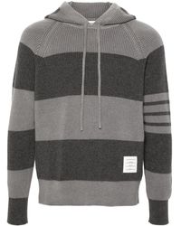 Thom Browne - Striped Knitted Hoodie - Lyst
