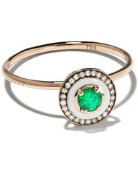 Selim Mouzannar - 18kt Rose Gold Diamond Emerald Mina Ring - Lyst